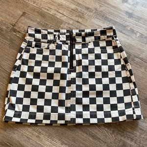 Checkered print mini skirt